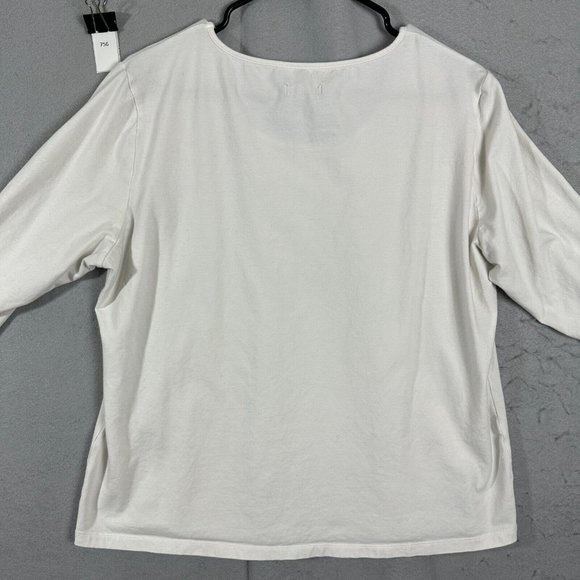 Claudia EV Womens Pullover Top Short Sleeve Blouse Round Neck White Plus Size 1X - Picture 7 of 10